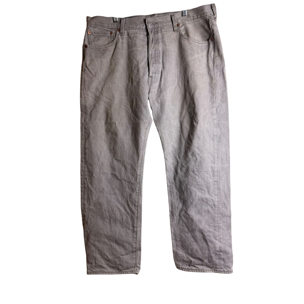 Levi's 501 Button Fly Straight Leg Jeans Mens 37x29 Gray Utility Denim Workwear